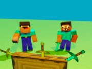 Игра Нуб против добрите. Фрлаат ножеви од Minecraft онлајн