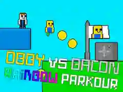 Игра Obby против Bacon Rainbow Parkour онлајн Игра Obby против Bacon Rainbow Parkour онлајн